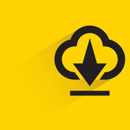 cloud download with shadow on yellow backgroundのイラスト素材