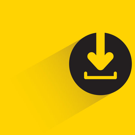 download icon with shadow on yellow background. vector illustrationのイラスト素材