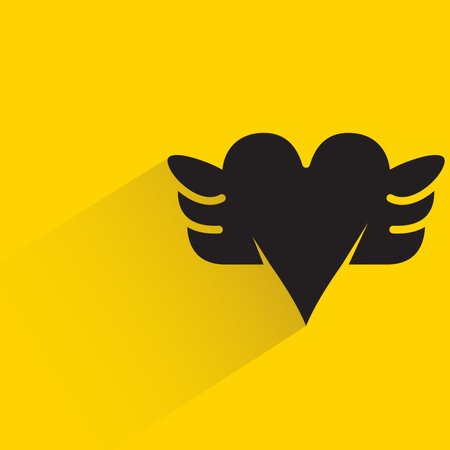 heart with wings icon on yellow background for web and mobile app designのイラスト素材
