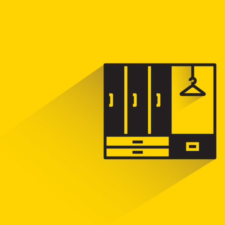 lockers icon with shadow on yellow background for web and mobile appのイラスト素材
