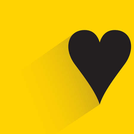 heart with drop shadow on yellow backgroundのイラスト素材