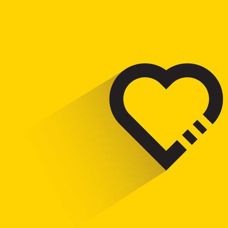 heart with drop shadow on yellow backgroundのイラスト素材