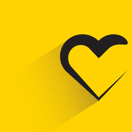 heart with drop shadow on yellow backgroundのイラスト素材