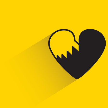 heart icon with shadow on yellow background for web and mobile app designのイラスト素材