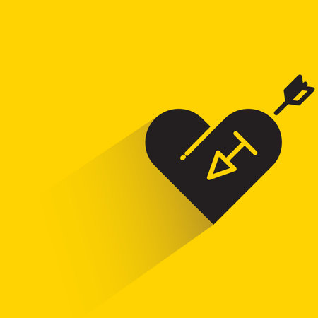 heart with arrow and arrow icon on yellow background, vector illustration.のイラスト素材
