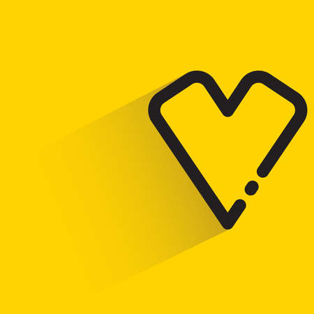 heart with drop shadow on yellow backgroundのイラスト素材