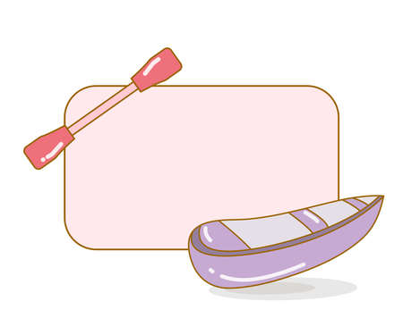 blank board with rowboat and paddle vector illustrationのイラスト素材