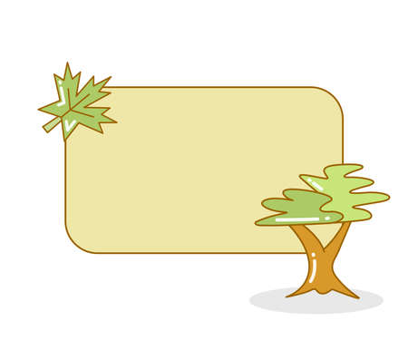 blank board with tree and maple leaf vetor illustrationのイラスト素材
