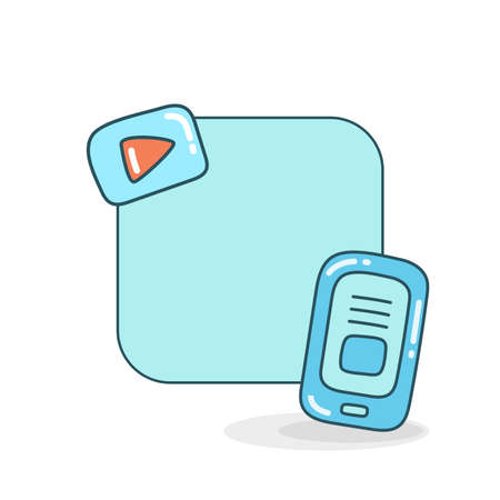 blank note board with mobile phone and video player iconのイラスト素材