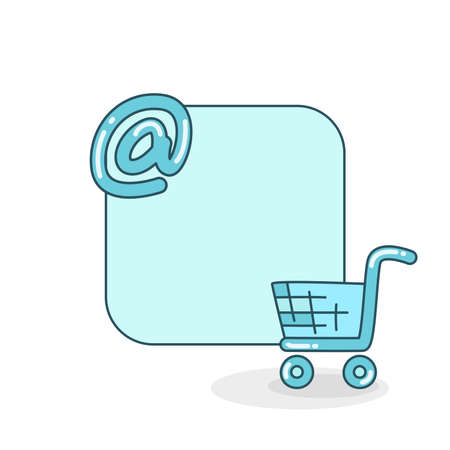 blank board with shopping trolley and address iconのイラスト素材