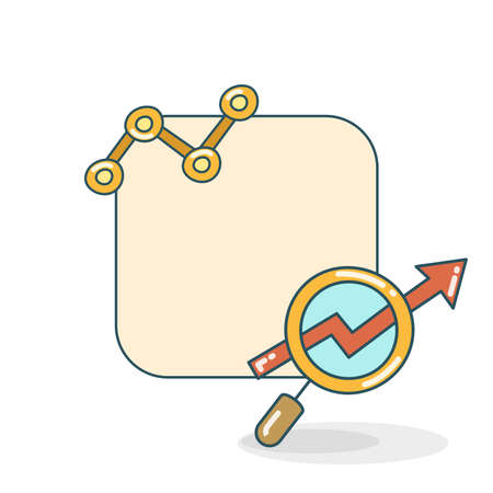 blank board with magnifier glass and graph vector illustrationのイラスト素材