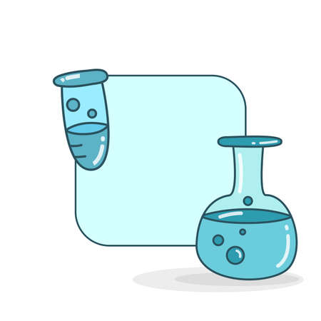 blank note board with flask and tube vector illustrationのイラスト素材