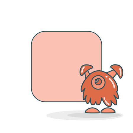 blank note board with doodle monster vector illustrationのイラスト素材