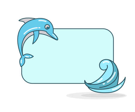 blank note board with dolphin and wave vector illustrationのイラスト素材