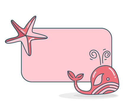 blank note board with whale and starfish vector illustrationのイラスト素材