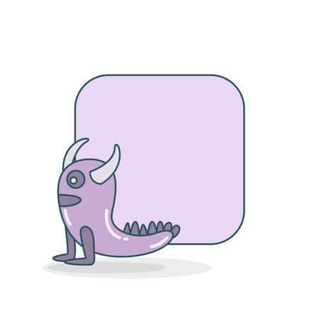 blank note board with doodle monster vector illustrationのイラスト素材