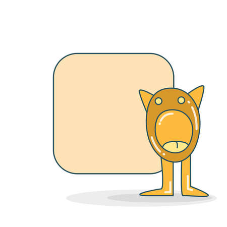 blank note board with doodle monster vector illustrationのイラスト素材