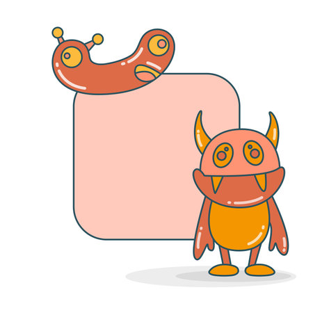 blank note board with funny monster vector illustrationのイラスト素材