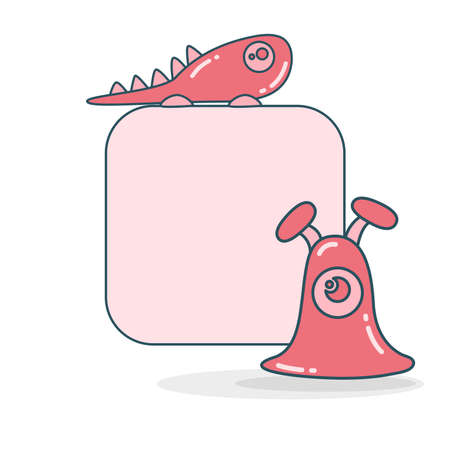 blank note board with funny monster vector illustrationのイラスト素材
