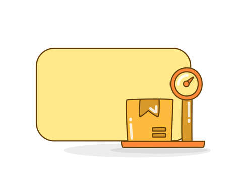 blank note board with box on weight scale vector illustrationのイラスト素材