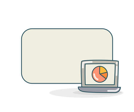 blank note board with pie chart laptop icon vector illlustrationのイラスト素材