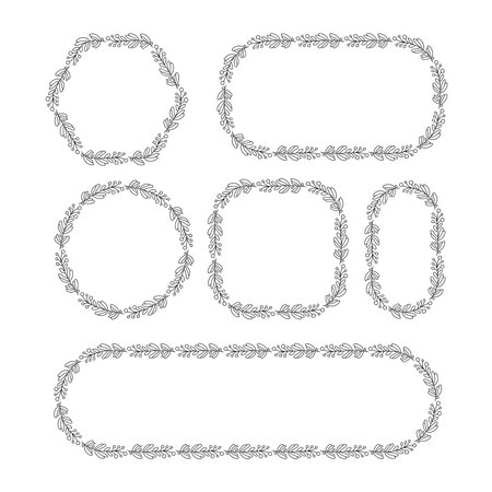 floral frame, flowers and leaves for weddign card decoration elementsのイラスト素材