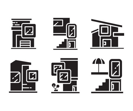 modern building icons set vectorのイラスト素材