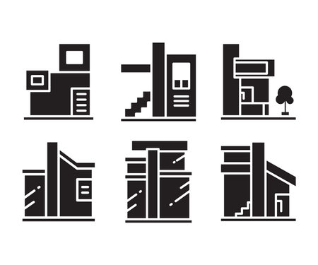 modern building icons set vectorのイラスト素材