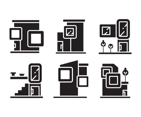 modern building icons set vectorのイラスト素材