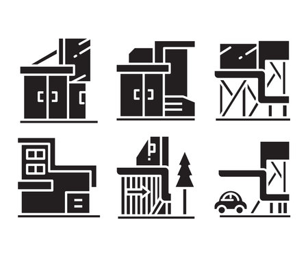 modern building icons set vectorのイラスト素材