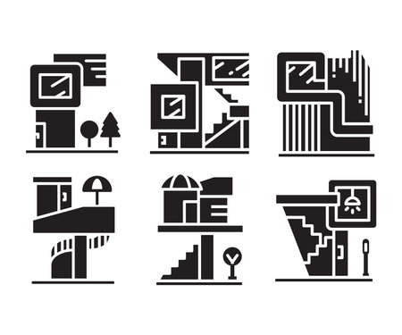 modern building icons set vectorのイラスト素材