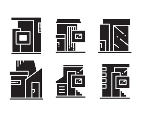 modern building icons set vectorのイラスト素材