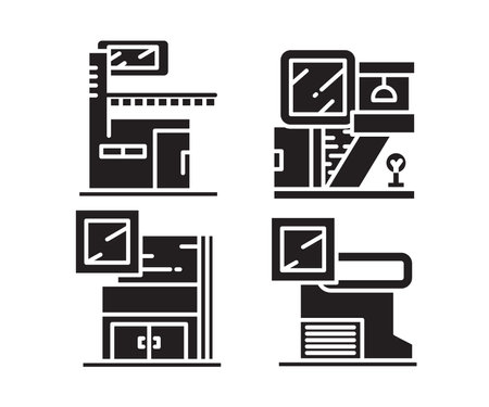 modern building icons set vectorのイラスト素材