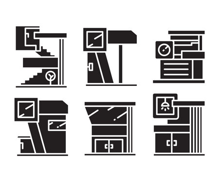 modern building icons set vectorのイラスト素材