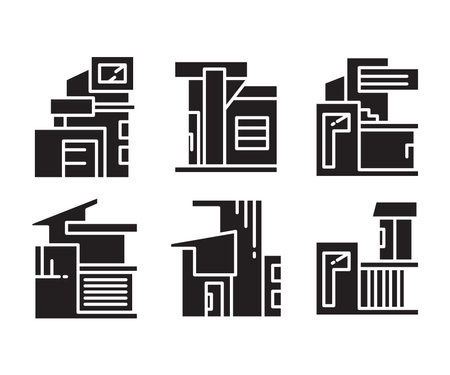 modern building and house icons set vectorのイラスト素材