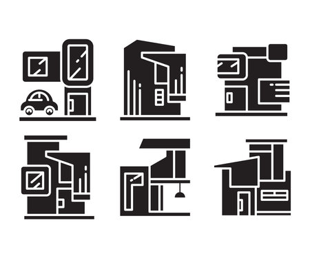 modern building and house icons set vectorのイラスト素材