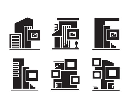 modern building and house icons set vectorのイラスト素材