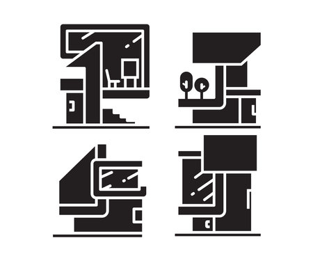 modern building and house icons set vectorのイラスト素材