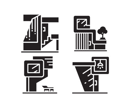 modern building and house icons set vectorのイラスト素材