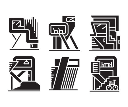 modern building and house icons set vectorのイラスト素材