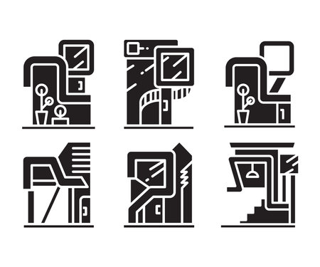 modern building and house icons set vectorのイラスト素材