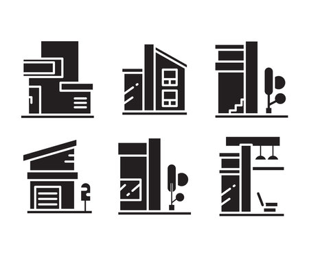 modern building and house icons set vectorのイラスト素材