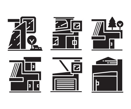 modern building and house icons set vectorのイラスト素材