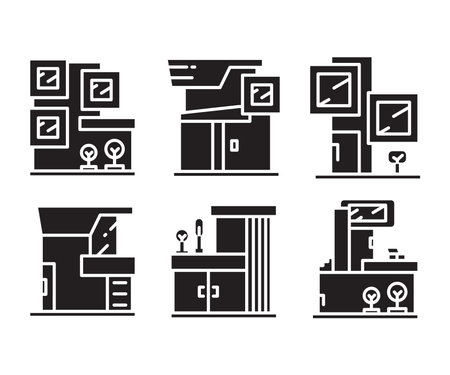modern building and house icons set vectorのイラスト素材