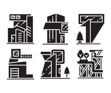 modern building and house icons set vectorのイラスト素材