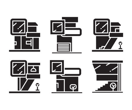 modern building and house icons set vectorのイラスト素材