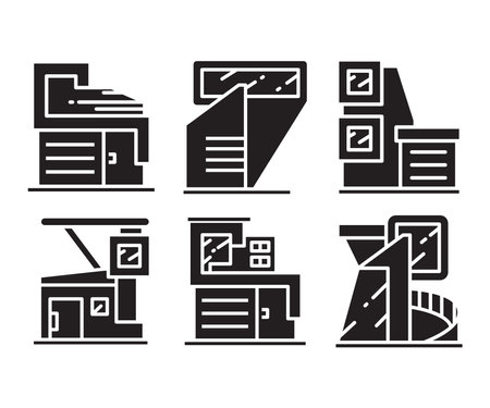 apartment and modern house icons set vectorのイラスト素材