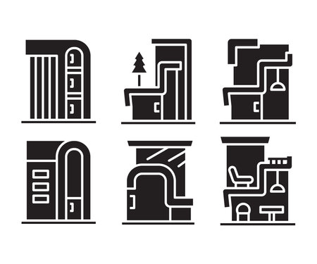 modern building and house icons vector illustrationのイラスト素材