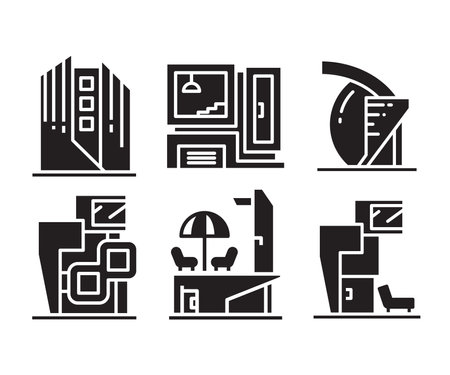 modern building and house icons vector illustrationのイラスト素材