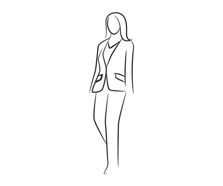 sketch of a girl in a business suit, vector illustrationのイラスト素材